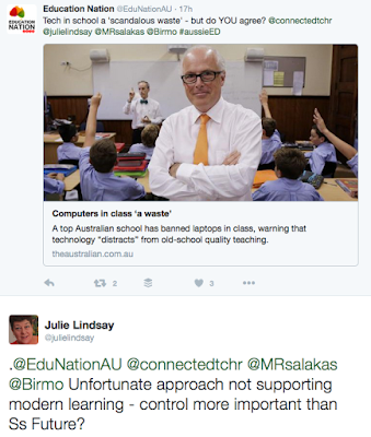 Image: Twitter Screenshot - "Tech in school a 'scandalous waste' - but do YOU agree?"