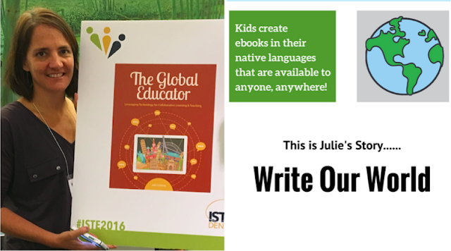 Julie telling the 'Write Our World' story at ISTE 2016