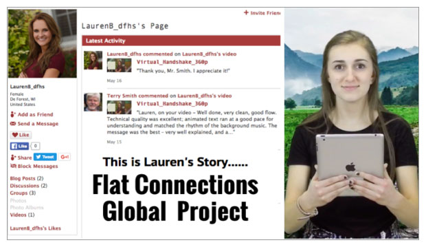 Screenshot from the Flat Connections Ning - This is Lauren's Story ... Flat Connections Global Project